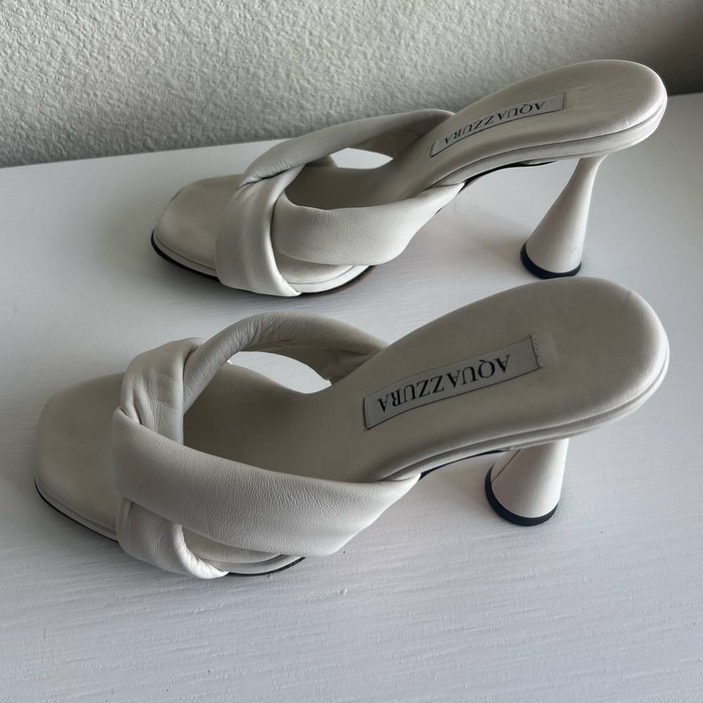 Aquazurra - White leather mules - low heel - size 37